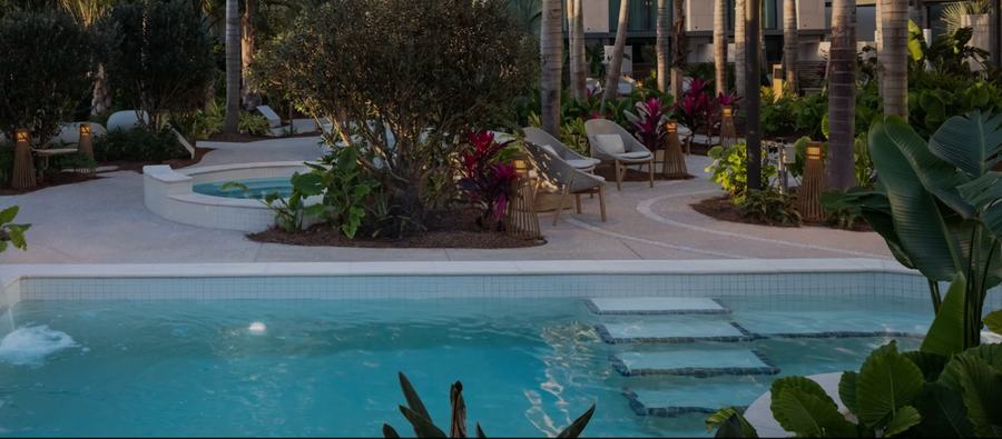 The water garden at Conrad Spa Orlando